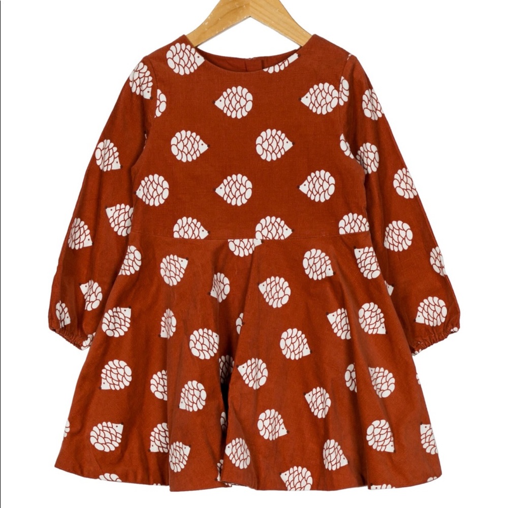 Jacadi porcupine print corduroy dress with tags. Girls size 4.